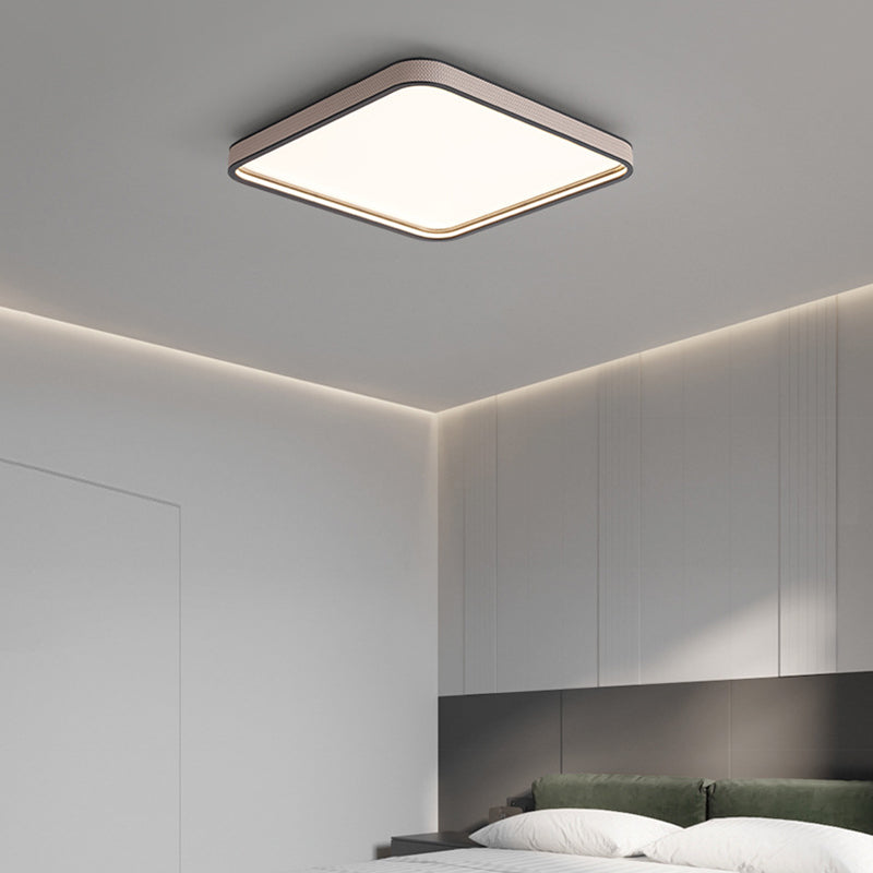 Modern Minimalist Square Aluminum Diamond Panel Faux Leather LED Flush Mount Ceiling Light For Bedroom
