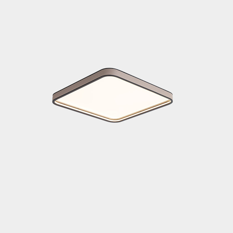 Modern Minimalist Square Aluminum Diamond Panel Faux Leather LED Flush Mount Ceiling Light For Bedroom