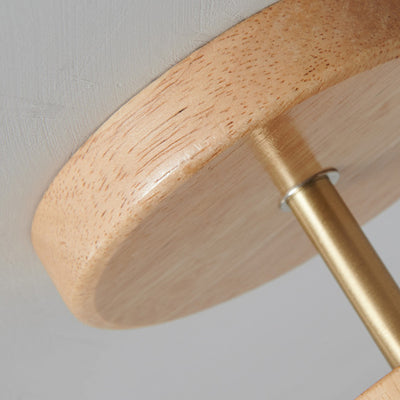 Modern Minimalist Spherical Round Flower-Shaped Wooden Glass 1-Light Semi-Flush Mount Ceiling Lamp For Living Room