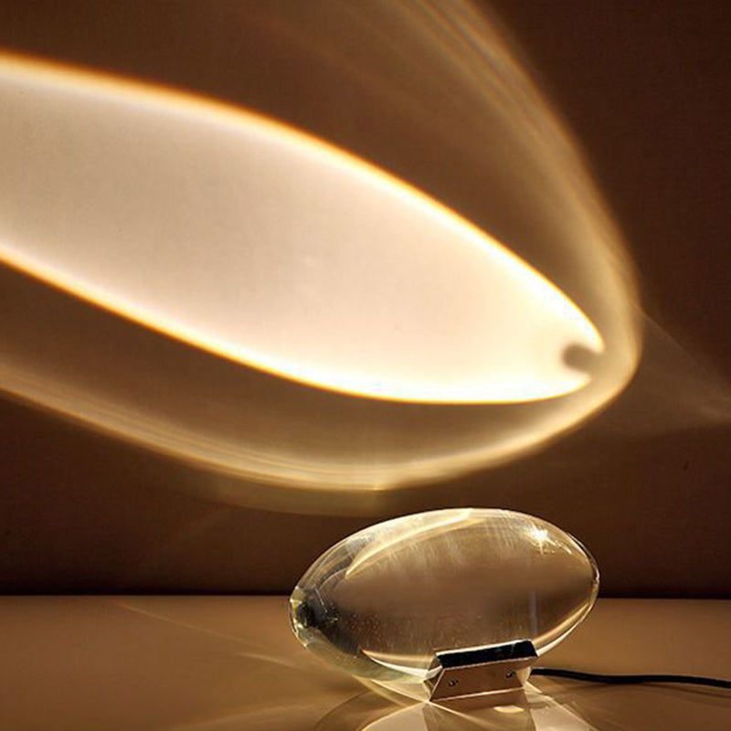 Lámpara de mesa proyector LED de cristal de hierro ovalado esférico creativo contemporáneo para sala de estar 
