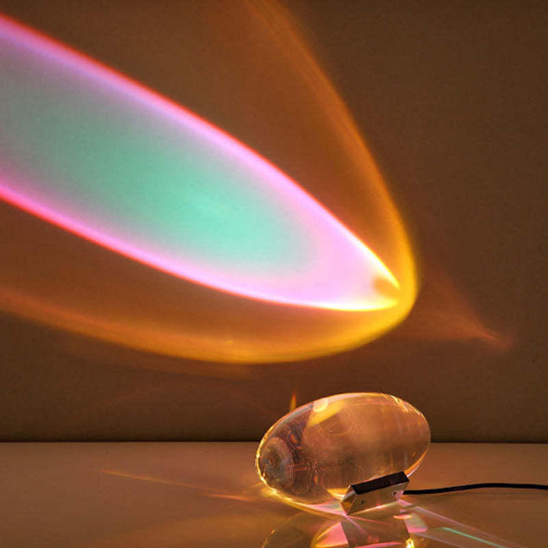 Contemporary Creative Spherical Oval Iron Crystal LED Projector Lamp Table Lamp For Living Room