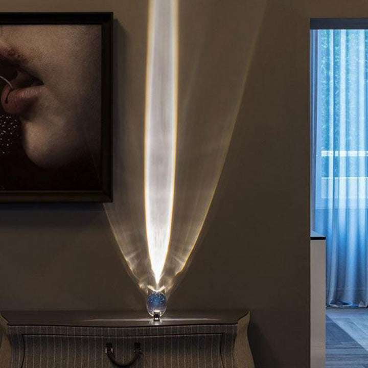 Lámpara de mesa proyector LED de cristal de hierro ovalado esférico creativo contemporáneo para sala de estar 