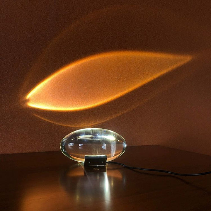 Lámpara de mesa proyector LED de cristal de hierro ovalado esférico creativo contemporáneo para sala de estar 