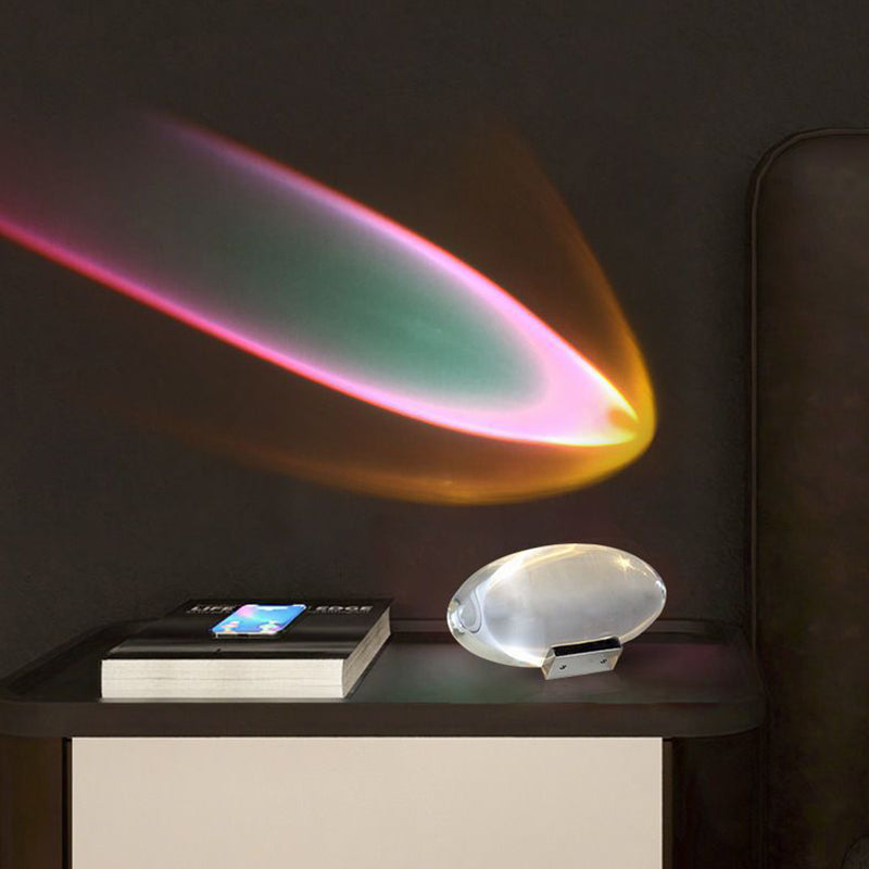 Contemporary Creative Spherical Oval Iron Crystal LED Projector Lamp Table Lamp For Living Room