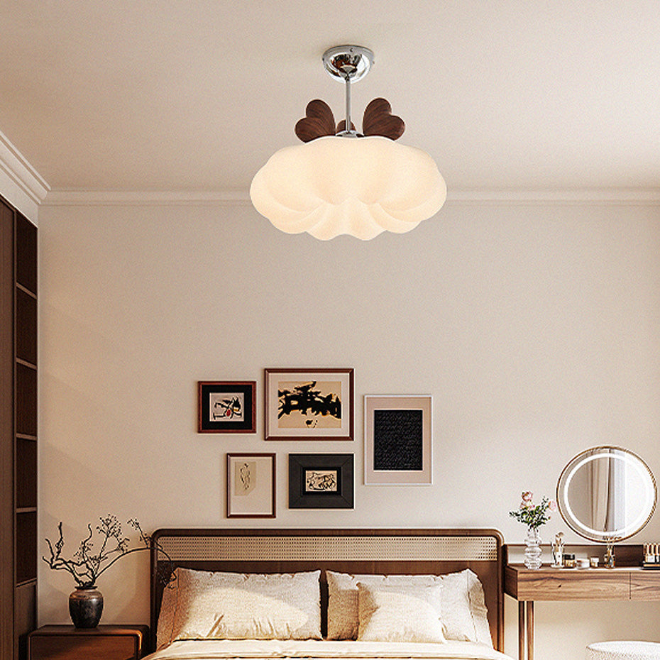 Contemporary Creative Pumpkin Heart-Shaped Iron Acrylic LED Semi-Flush Mount Ceiling Light For Bedroom