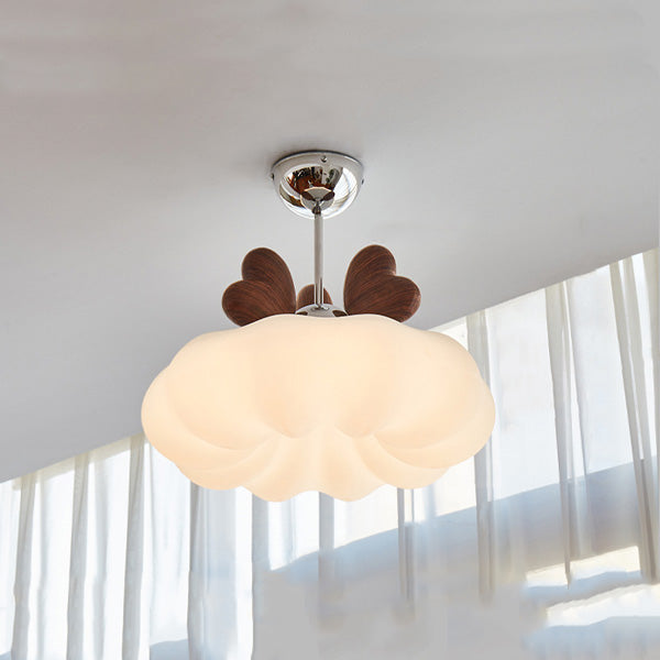 Contemporary Creative Pumpkin Heart-Shaped Iron Acrylic LED Semi-Flush Mount Ceiling Light For Bedroom