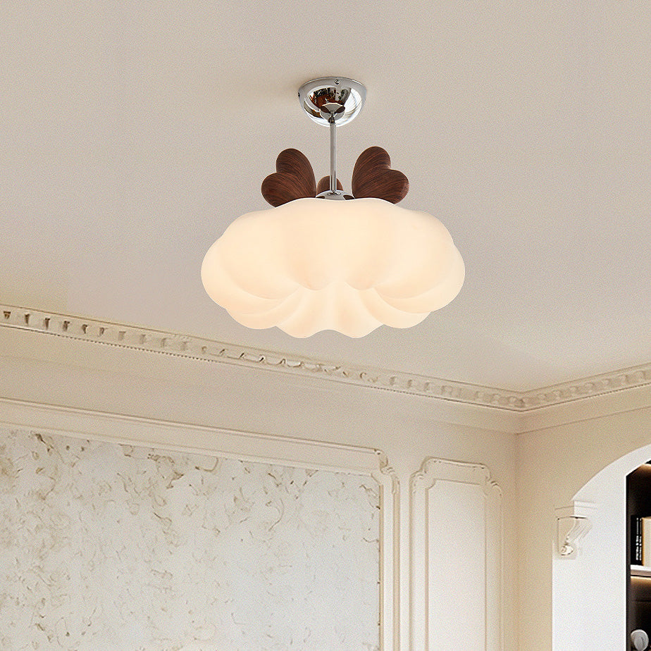 Contemporary Creative Pumpkin Heart-Shaped Iron Acrylic LED Semi-Flush Mount Ceiling Light For Bedroom