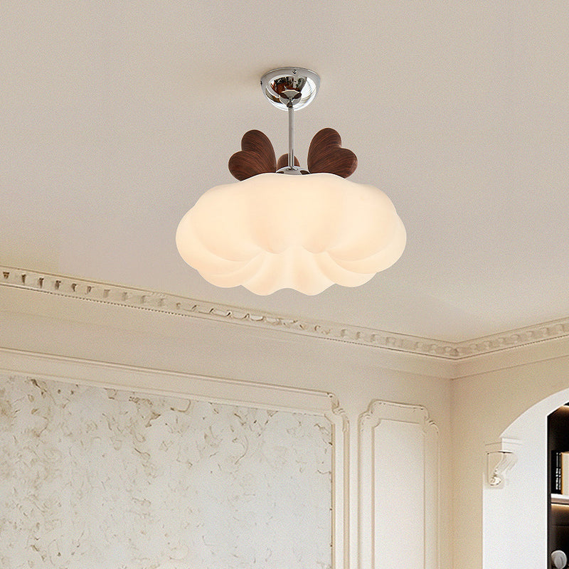 Contemporary Creative Pumpkin Heart-Shaped Iron Acrylic LED Semi-Flush Mount Ceiling Light For Bedroom