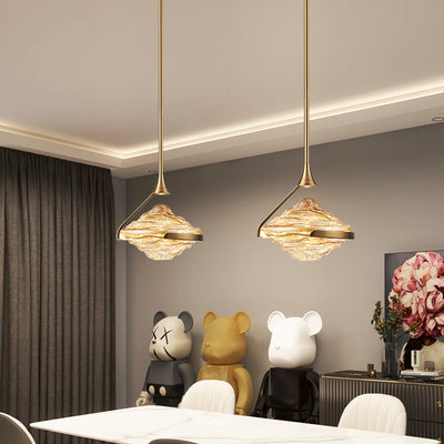 Contemporary Luxury Irregular Cloud Wave-Shaped Iron Glass LED Pendant Light For Bedroom