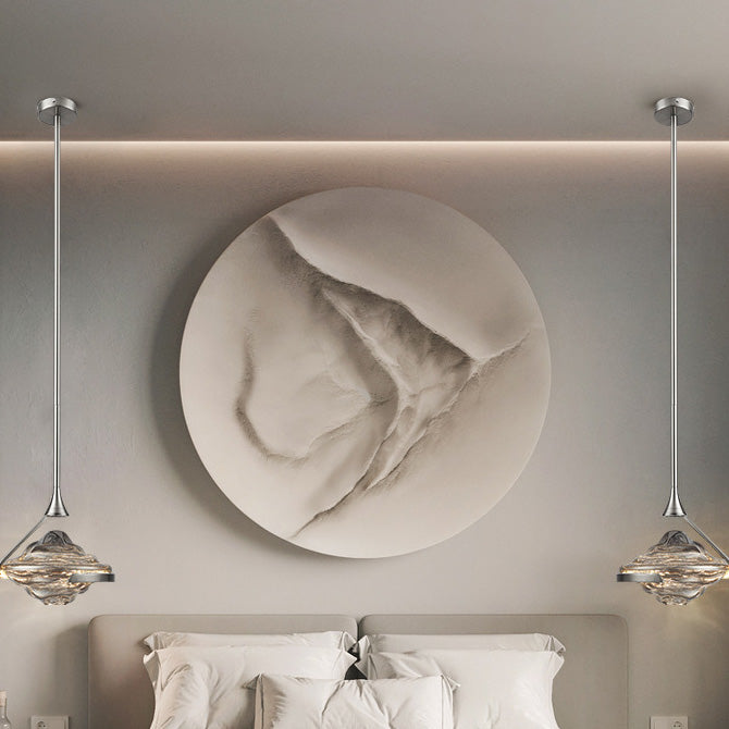 Contemporary Luxury Irregular Cloud Wave-Shaped Iron Glass LED Pendant Light For Bedroom