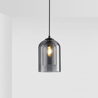 Modern Minimalist Cylindrical Round Iron Glass 1-Light Pendant Light For Bedroom