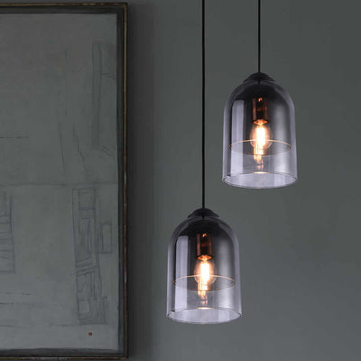 Modern Minimalist Cylindrical Round Iron Glass 1-Light Pendant Light For Bedroom