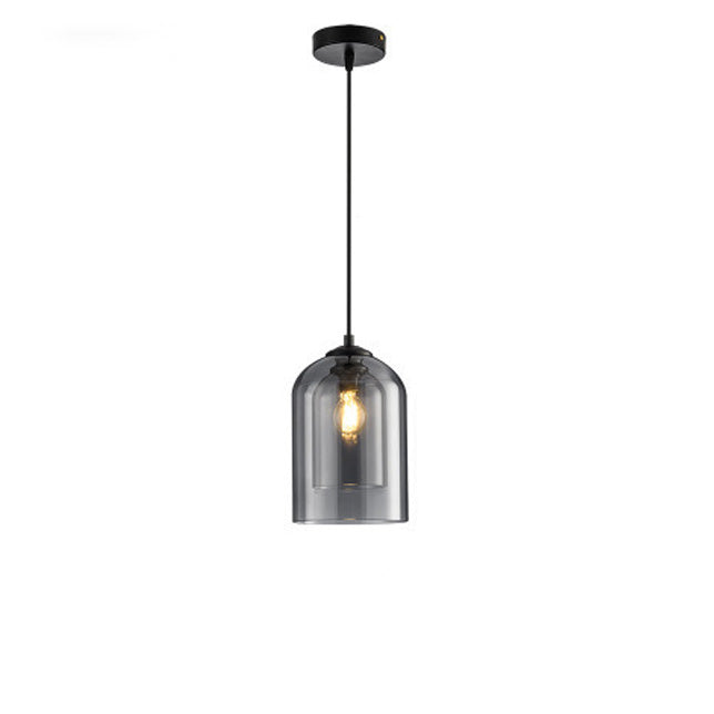 Modern Minimalist Cylindrical Round Iron Glass 1-Light Pendant Light For Bedroom