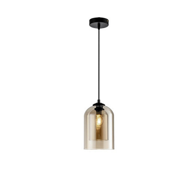 Modern Minimalist Cylindrical Round Iron Glass 1-Light Pendant Light For Bedroom