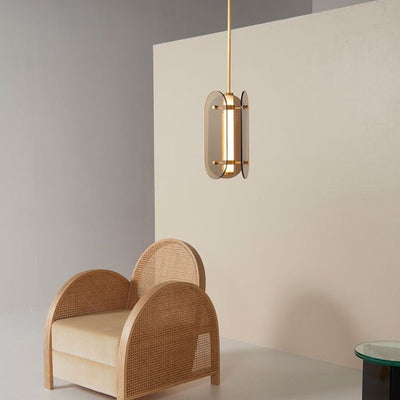 Modern Minimalist Cylindrical Modular Oval Glass Acrylic LED Pendant Light For Bedroom