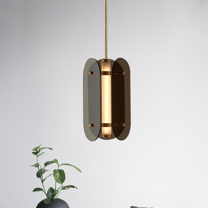 Luz colgante LED acrílica de vidrio ovalado modular cilíndrico minimalista moderno para dormitorio 