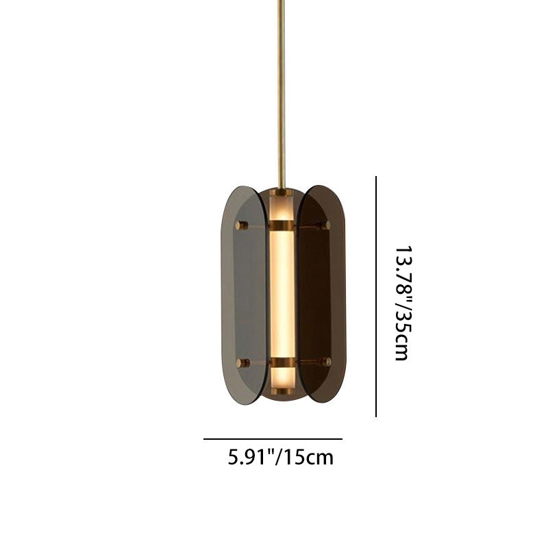 Modern Minimalist Cylindrical Modular Oval Glass Acrylic LED Pendant Light For Bedroom
