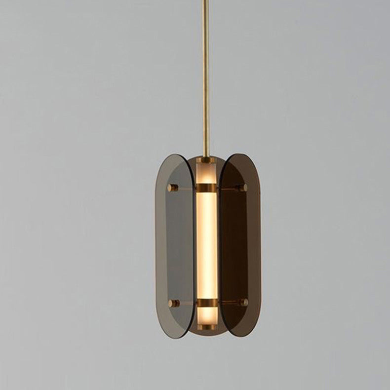 Modern Minimalist Cylindrical Modular Oval Glass Acrylic LED Pendant Light For Bedroom
