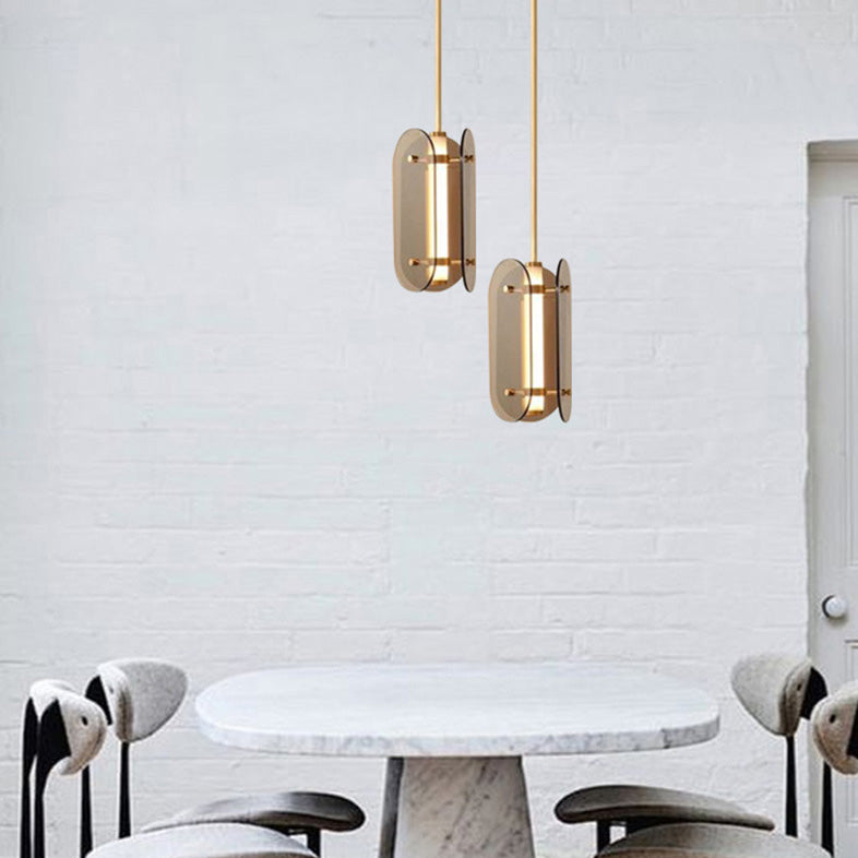Modern Minimalist Cylindrical Modular Oval Glass Acrylic LED Pendant Light For Bedroom