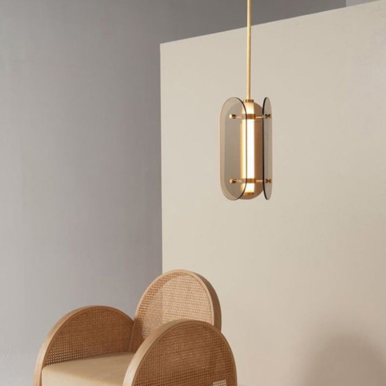 Modern Minimalist Cylindrical Modular Oval Glass Acrylic LED Pendant Light For Bedroom