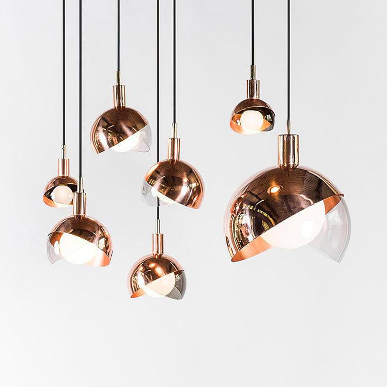 Modern Minimalist Spherical Circular Iron Glass 1-Light Pendant Light For Bedroom