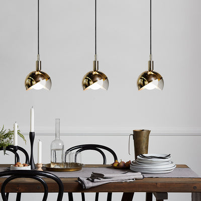 Modern Minimalist Spherical Circular Iron Glass 1-Light Pendant Light For Bedroom