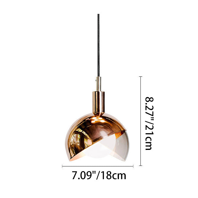 Lustre suspendu moderne minimaliste sphérique circulaire en fer et verre à 1 lumière pour chambre 