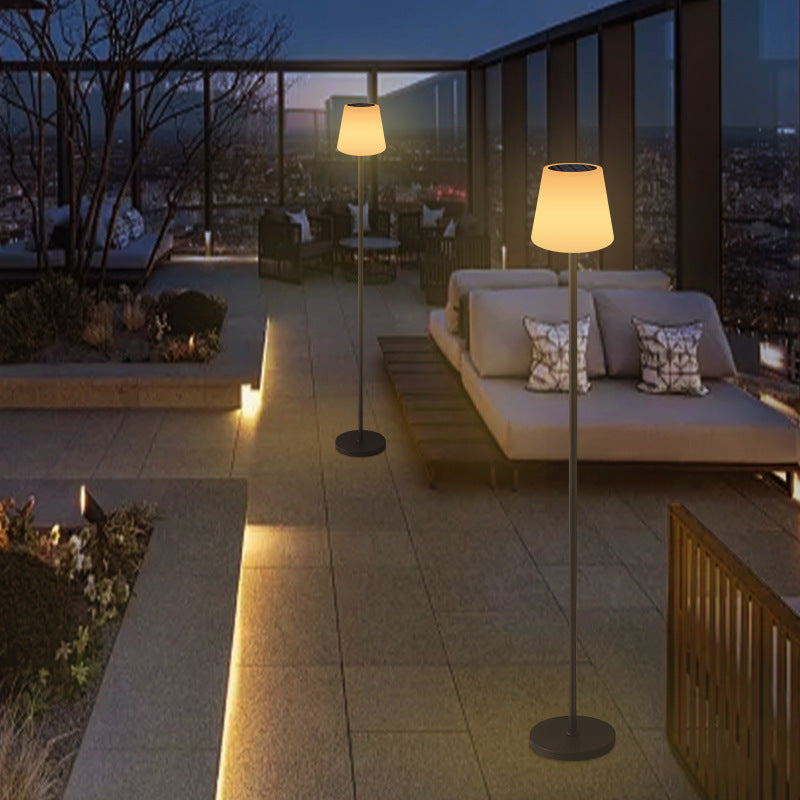 Modern Minimalist Outdoor Waterproof Round Cylindrical PE Iron LED Standing Floor Lamp For Garden