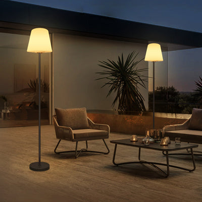 Modern Minimalist Outdoor Waterproof Round Cylindrical PE Iron LED Standing Floor Lamp For Garden