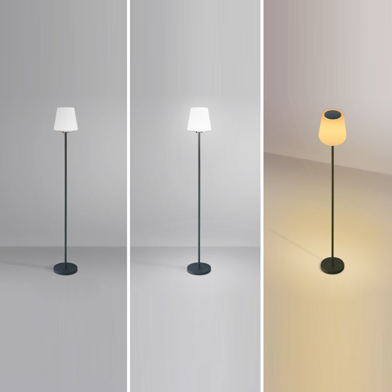 Modern Minimalist Outdoor Waterproof Round Cylindrical PE Iron LED Standing Floor Lamp For Garden