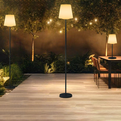 Modern Minimalist Outdoor Waterproof Round Cylindrical PE Iron LED Standing Floor Lamp For Garden