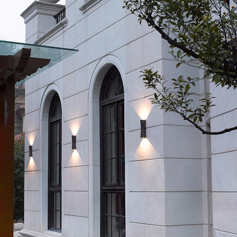 Modern Minimalist Outdoor Waterproof Round Cylindrical Glass Iron LED Wall Scone Lamp For Garden