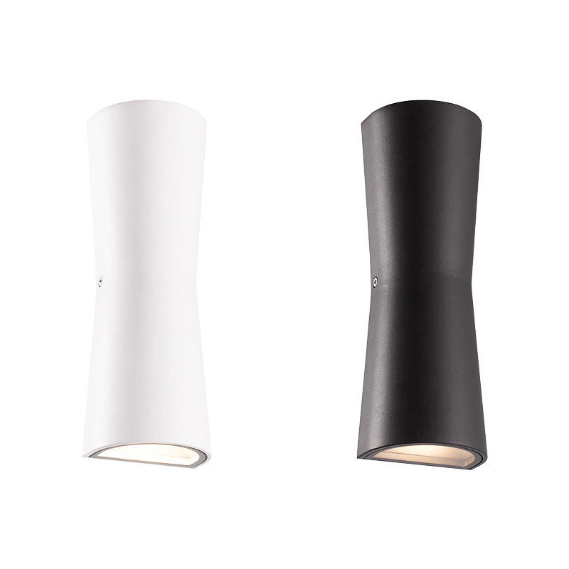 Modern Minimalist Outdoor Waterproof Round Cylindrical Glass Iron LED Wall Scone Lamp For Garden