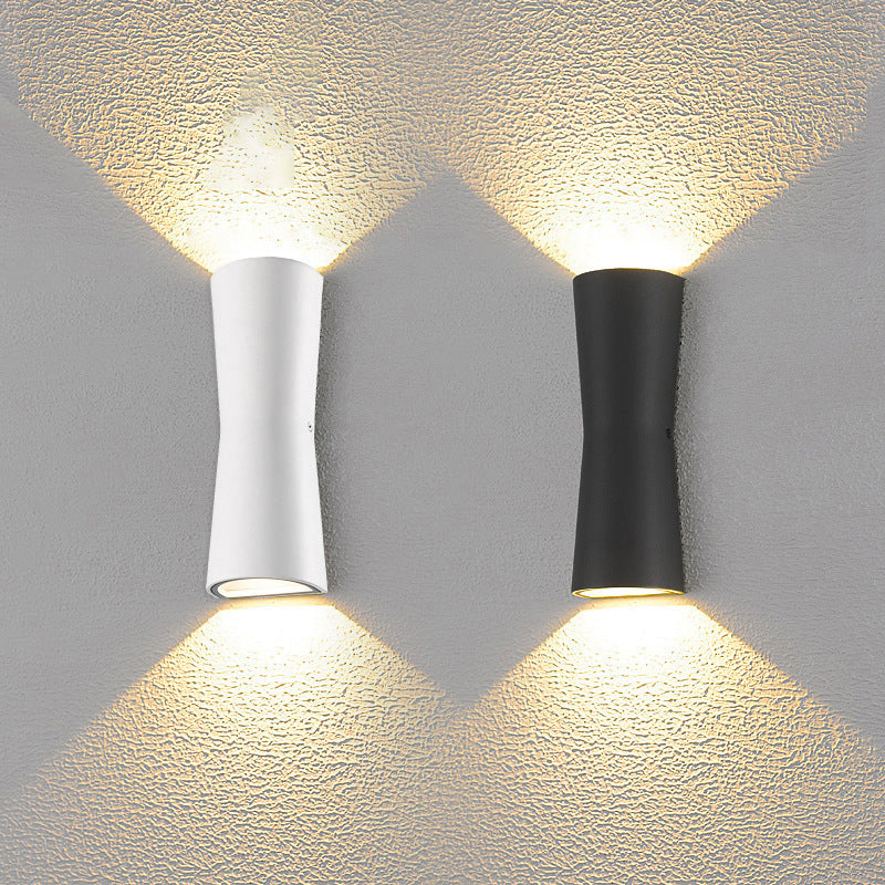 Modern Minimalist Outdoor Waterproof Round Cylindrical Glass Iron LED Wall Scone Lamp For Garden