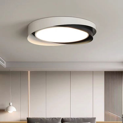 Modern Minimalist Round Cylindrical Iron Acrylic LED Flush Mount Ceiling Light For Bedroom