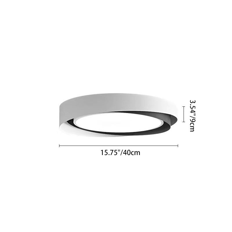 Modern Minimalist Round Cylindrical Iron Acrylic LED Flush Mount Ceiling Light For Bedroom