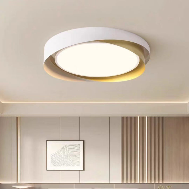 Modern Minimalist Round Cylindrical Iron Acrylic LED Flush Mount Ceiling Light For Bedroom