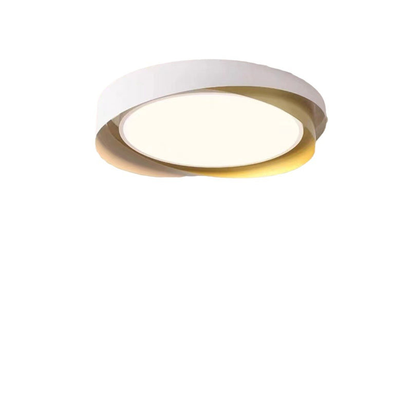 Modern Minimalist Round Cylindrical Iron Acrylic LED Flush Mount Ceiling Light For Bedroom