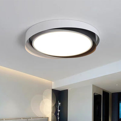 Modern Minimalist Round Cylindrical Iron Acrylic LED Flush Mount Ceiling Light For Bedroom