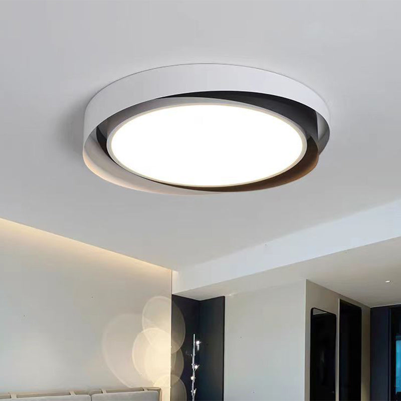 Modern Minimalist Round Cylindrical Iron Acrylic LED Flush Mount Ceiling Light For Bedroom