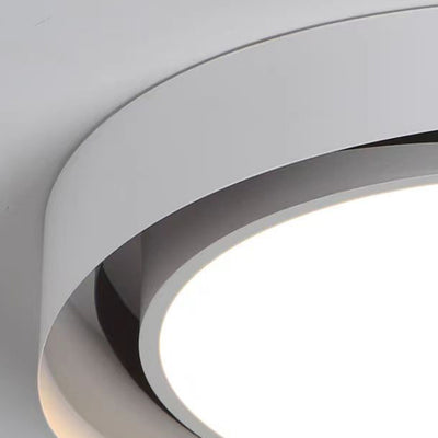 Modern Minimalist Round Cylindrical Iron Acrylic LED Flush Mount Ceiling Light For Bedroom