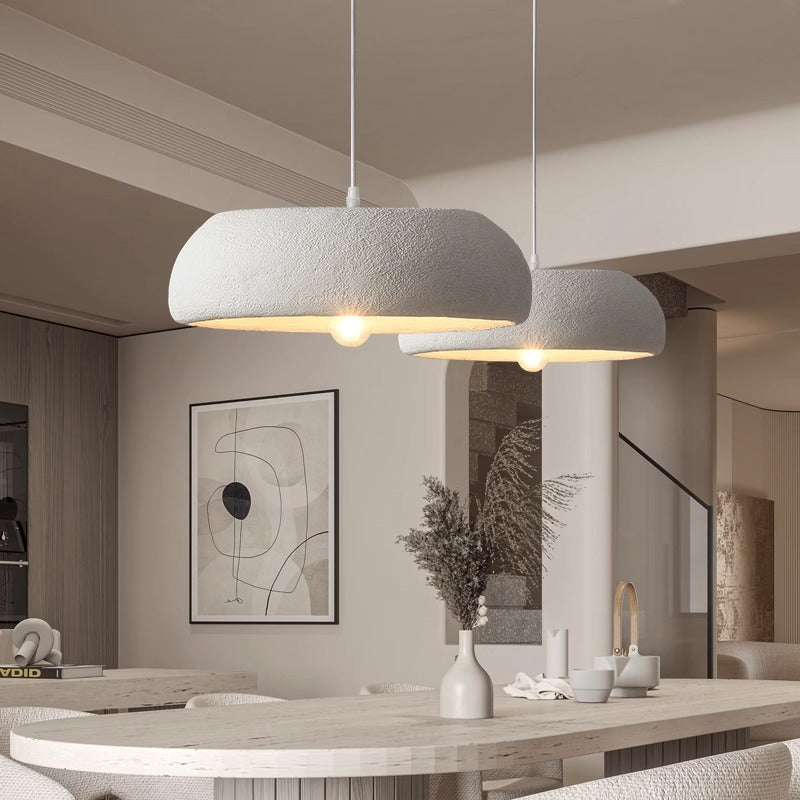 Modern Minimalist Round Cylindrical Plastic Foam 1-Light Pendant Light For Living Room