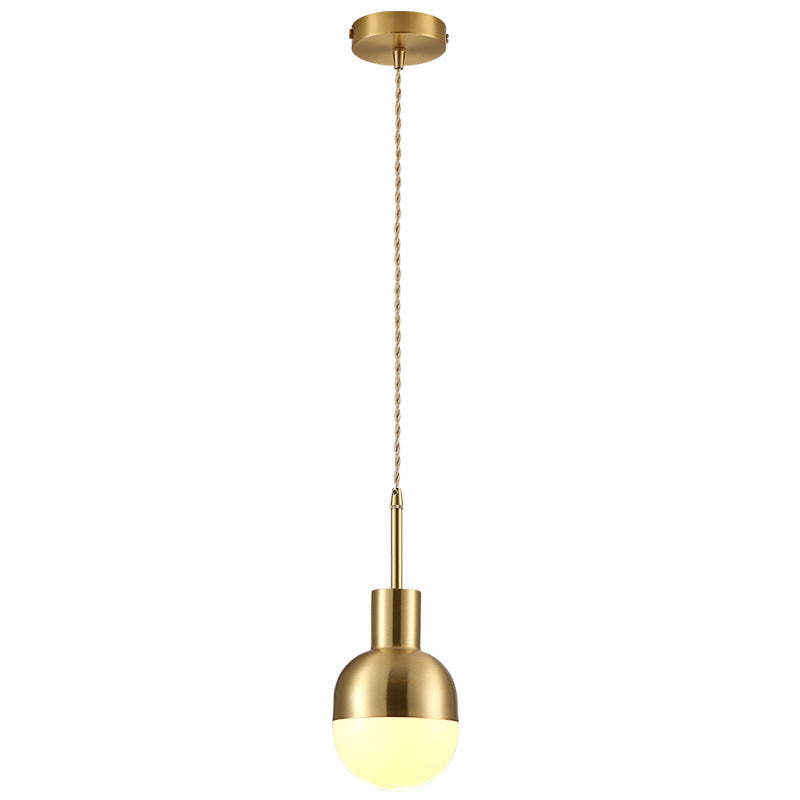 Modern Minimalist Round Spherical Copper Glass 1-Light Pendant Light For Living Room