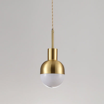 Modern Minimalist Round Spherical Copper Glass 1-Light Pendant Light For Living Room
