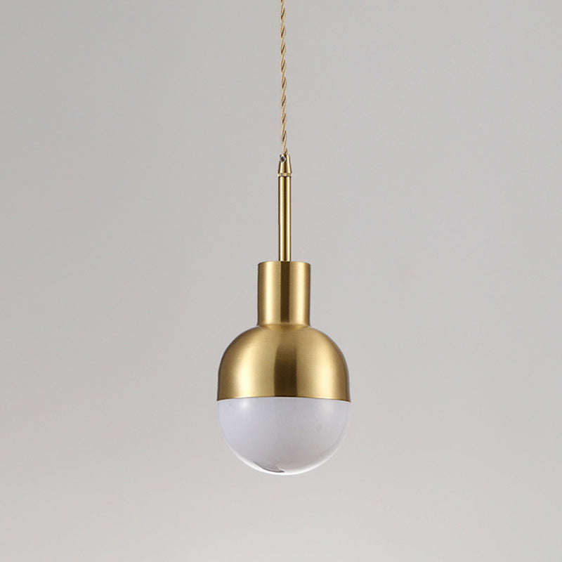 Modern Minimalist Round Spherical Copper Glass 1-Light Pendant Light For Living Room