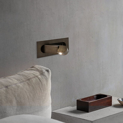 Modern Minimalist Rectangular Cylindrical Steel Aluminum LED Wall Scone Lamp For Bedroom