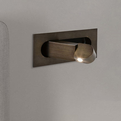 Modern Minimalist Rectangular Cylindrical Steel Aluminum LED Wall Scone Lamp For Bedroom