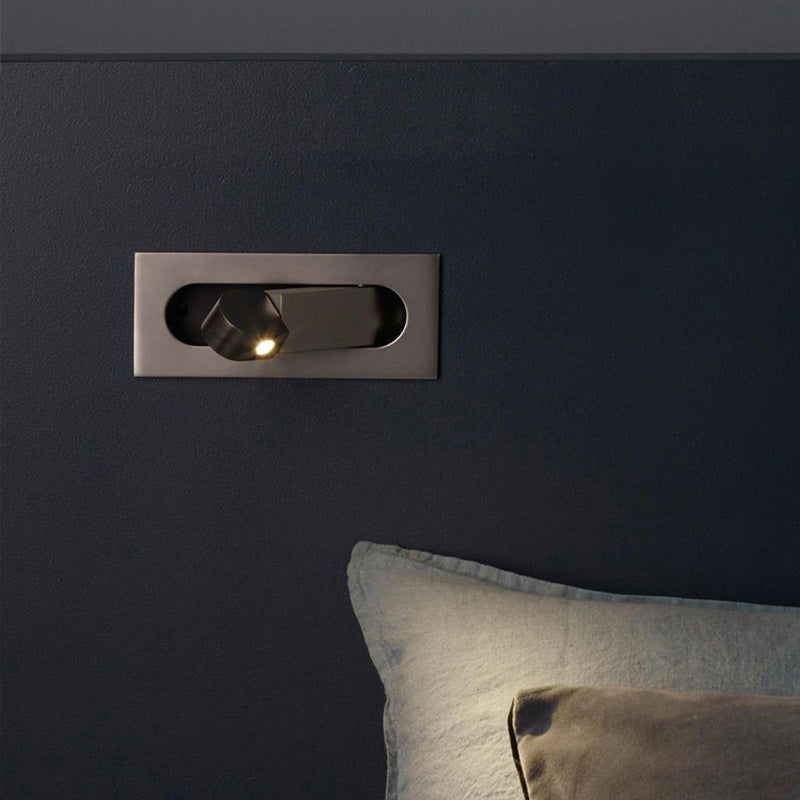 Modern Minimalist Rectangular Cylindrical Steel Aluminum LED Wall Scone Lamp For Bedroom