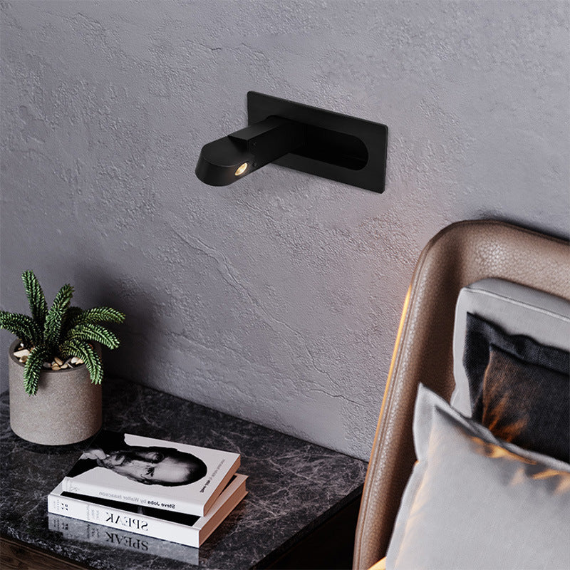 Modern Minimalist Rectangular Cylindrical Steel Aluminum LED Wall Scone Lamp For Bedroom