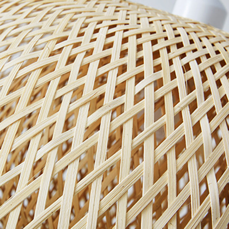 Traditional Rustic Spherical Round Lotus-Shaped Bamboo 1-Light Pendant Light For Living Room